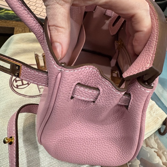 Baby mini Birkin 20 cm style Leather Women's Bag in light pink Togo leather - Picture 4 of 7